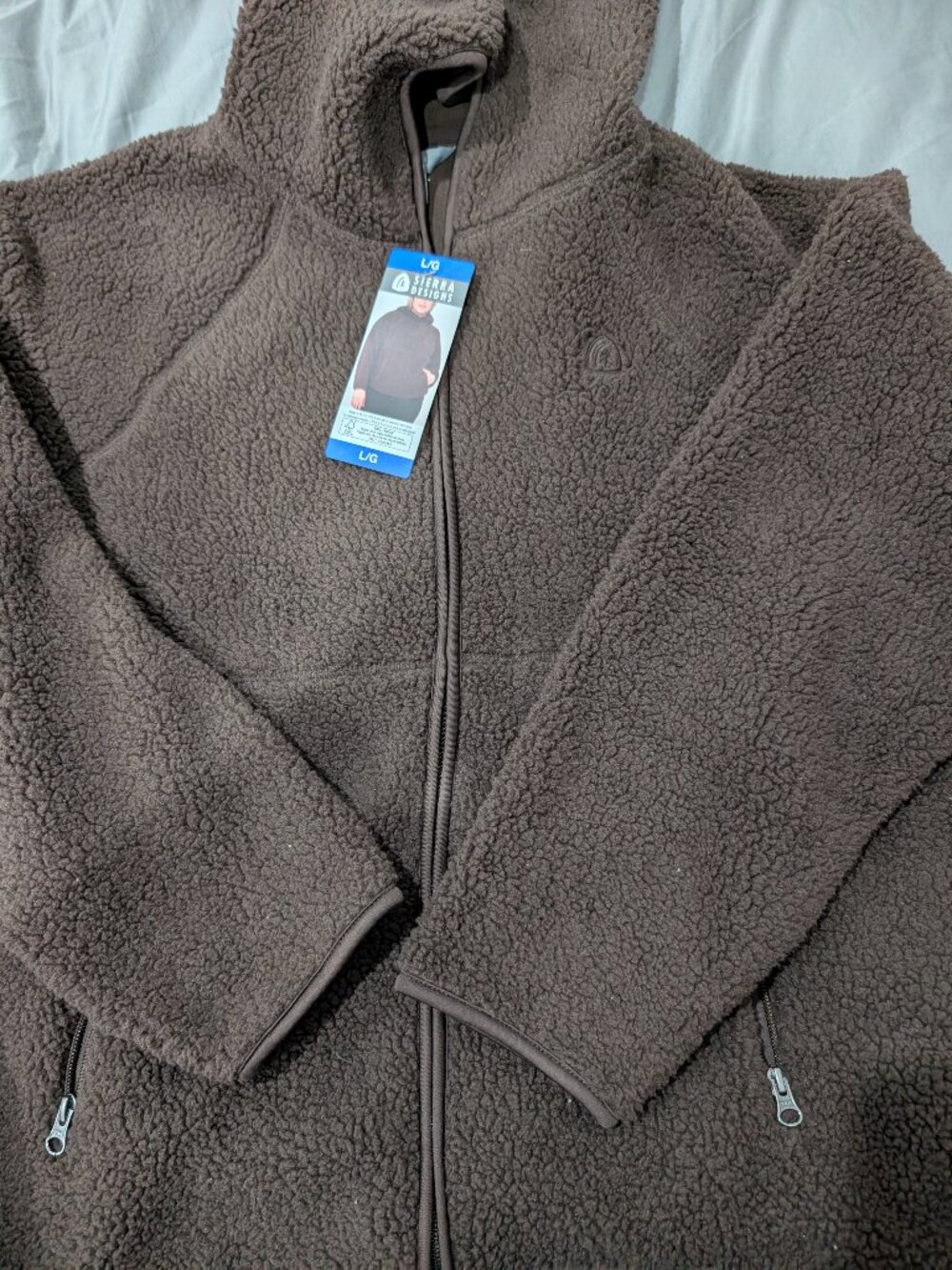 Sierra Designs teddy brown fleece zip up hoodie jacket